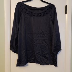 Navy satin tunic top